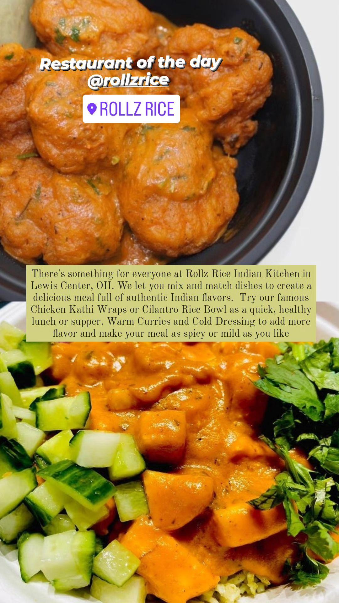 Rollz Rice, Lewis Center Restaurant of the Day Zee Apna